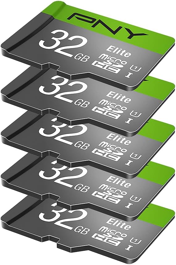 PNY 32GB Elite Dash Camera C10 U1 V10 microSDHC Flash Memory Card 5-Pack