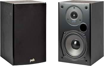 Polk Audio T15 100 Watt Home Theater Bookshelf Speakers, Black, 1 Pair