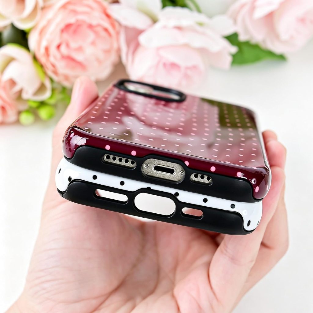Polka Dot Pattern Phone Case for iPhone 13/14 6.1″, Black