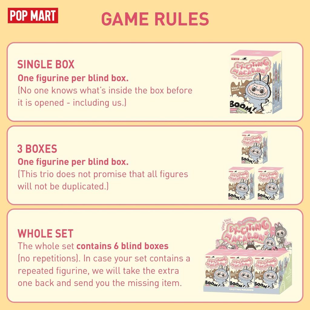 POP MART The Monsters – Exciting Macarons Vinyl Plush Blind Box, Single Box