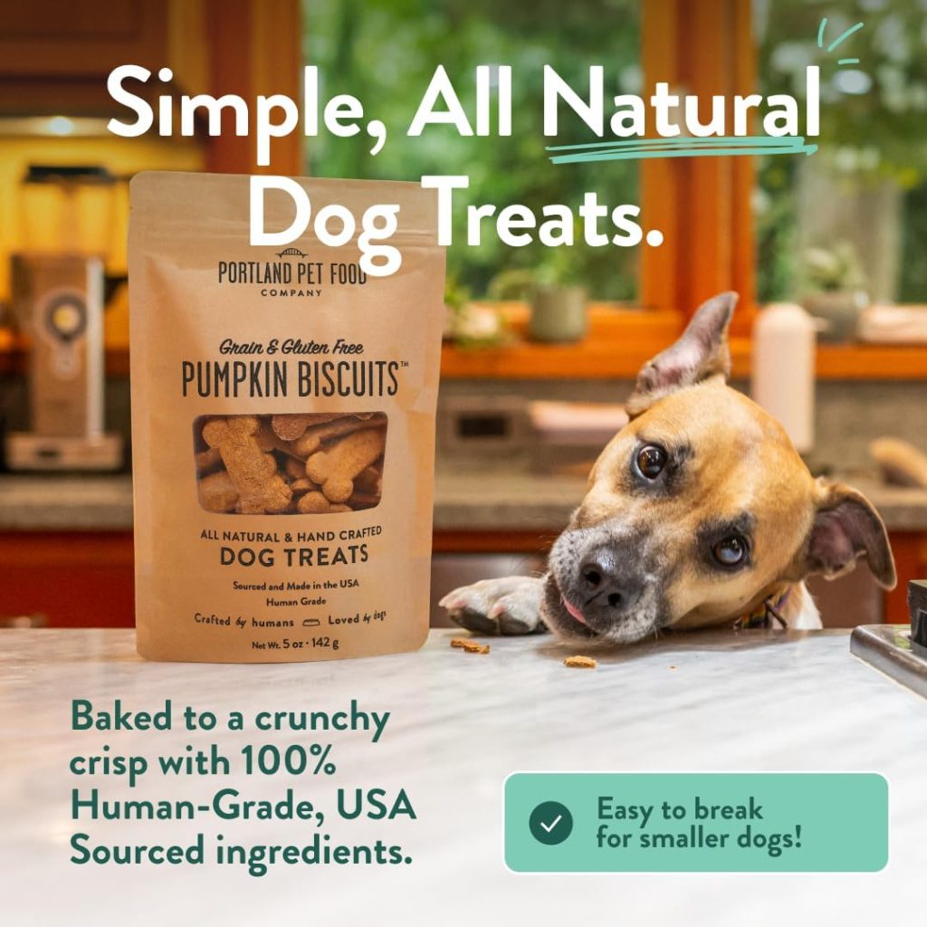 Portland Pet Food Pumpkin Dog Treats – Healthy, Grain-Free Biscuits, 5 oz