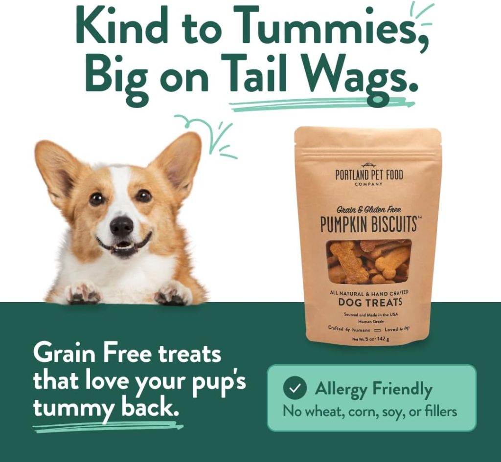 Portland Pet Food Pumpkin Dog Treats – Healthy, Grain-Free Biscuits, 5 oz