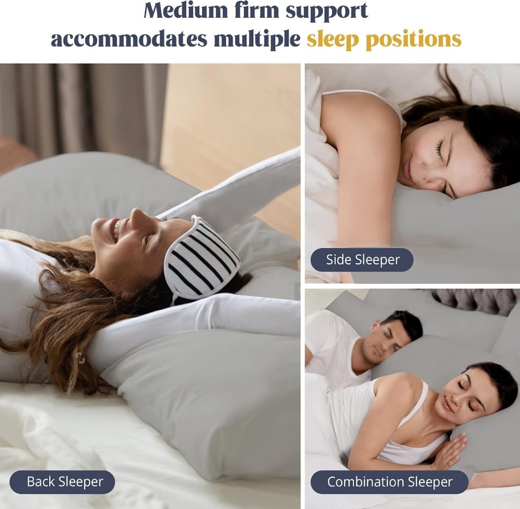 puredown® Goose Feathers Down Pillows – Standard Size Bed Sleeping Hotel Collection Pillows Set of 2 with 100% Cotton Cover, Grey