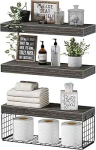 QEEIG Bathroom Shelves Over Toilet Wall Mounted (Grey, Set of 3, 15.7″)