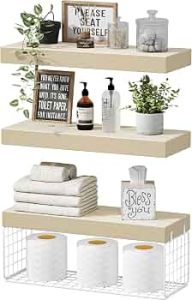 QEEIG Bathroom Shelves Over Toilet Wall Mounted (Natural, Set of 3, 15.7″)