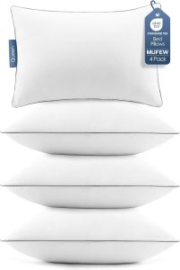 Queen Pillows Set of 4, Ultra Thick Down Alternative Bed Pillows,Cooling Hotel Quality Queen Pillows for Back, Stomach or Side Sleepers,Machine Washable (White,4 Pack)