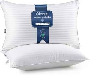 Queen Size Pillows Set of 2 Down Alternative – Soft & Fluffy Queen Pillow with Soft & Brushed Cover, Hotel Quality Pillows for Bed, Perfect Bed Pillows for Side and Back Sleepers, Size 20″x28″