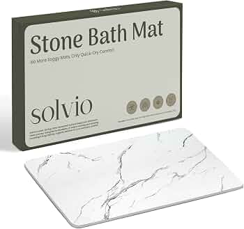 Quick Dry Shower Stone Bath Mat, Super Absorbent & Non-Slip 24 x 16 Inch Diatomaceous Earth Mat, Durable & Easy to Clean Diatomite Bath Mat for Bathroom Floor/Kitchen (Alpine Frost)