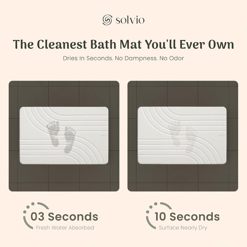Quick Dry Shower Stone Bath Mat, Super Absorbent & Non-Slip 24 x 16 Inch Diatomaceous Earth Mat, Durable & Easy to Clean Diatomite Bath Mat for Bathroom Floor/Kitchen (Sandstone)