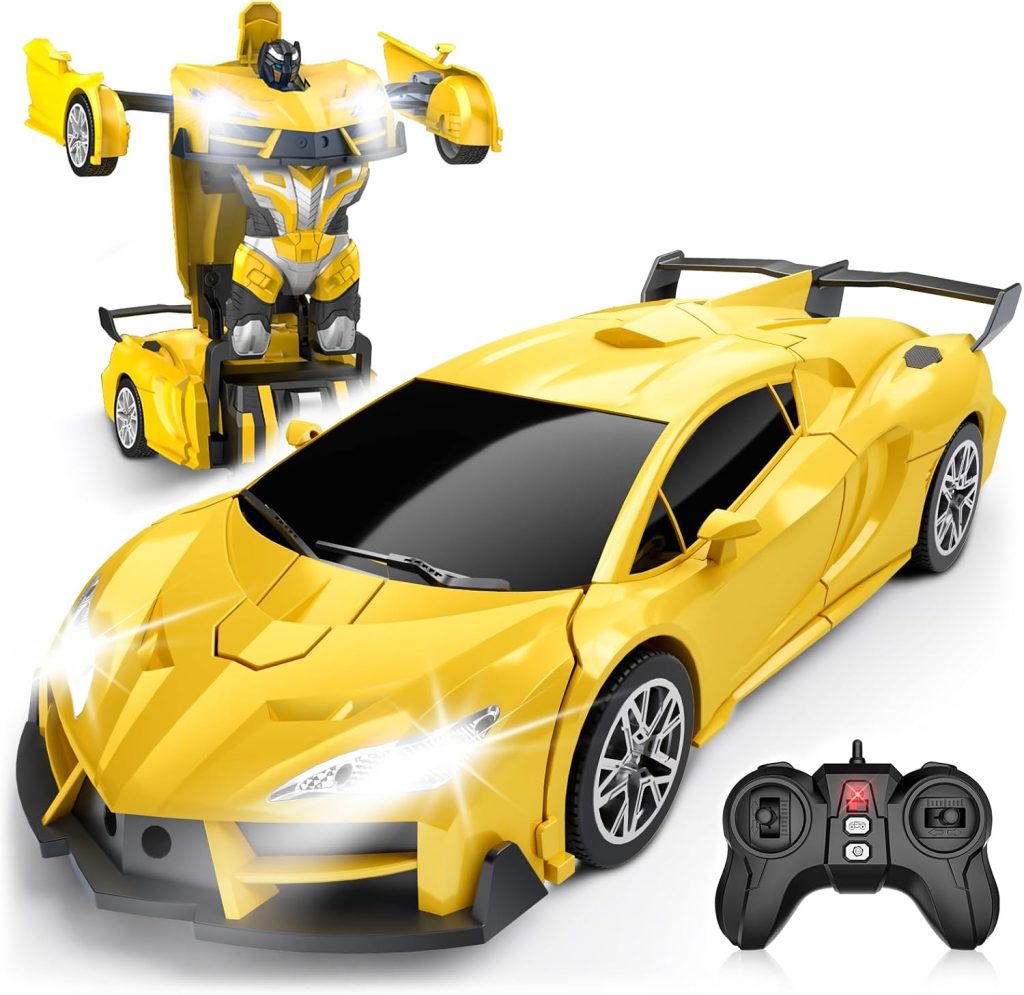 Qumcou 1:16 Transform Remote Control Car, Toys for Boys Age 3-8, Yellow