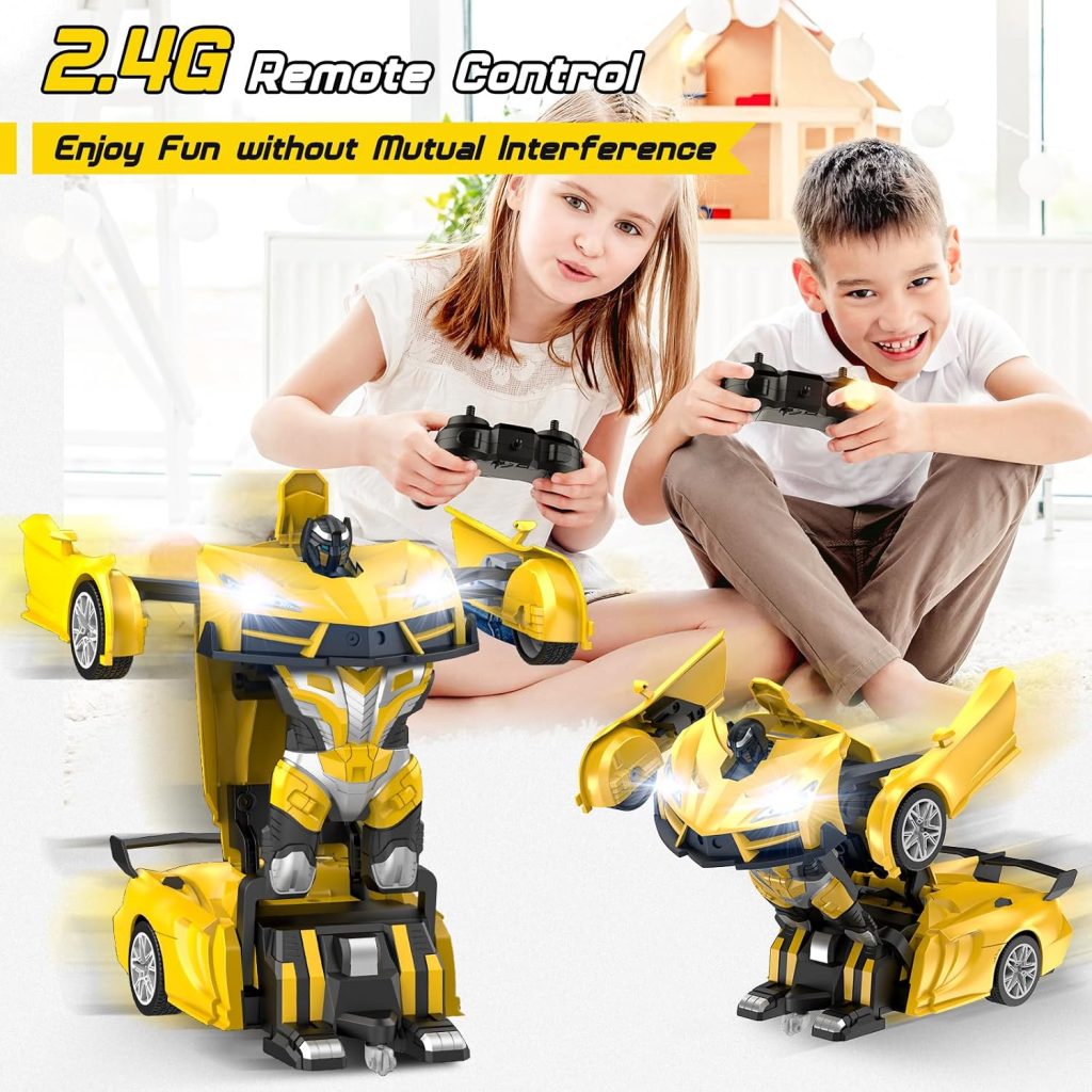 Qumcou 1:16 Transform Remote Control Car, Toys for Boys Age 3-8, Yellow