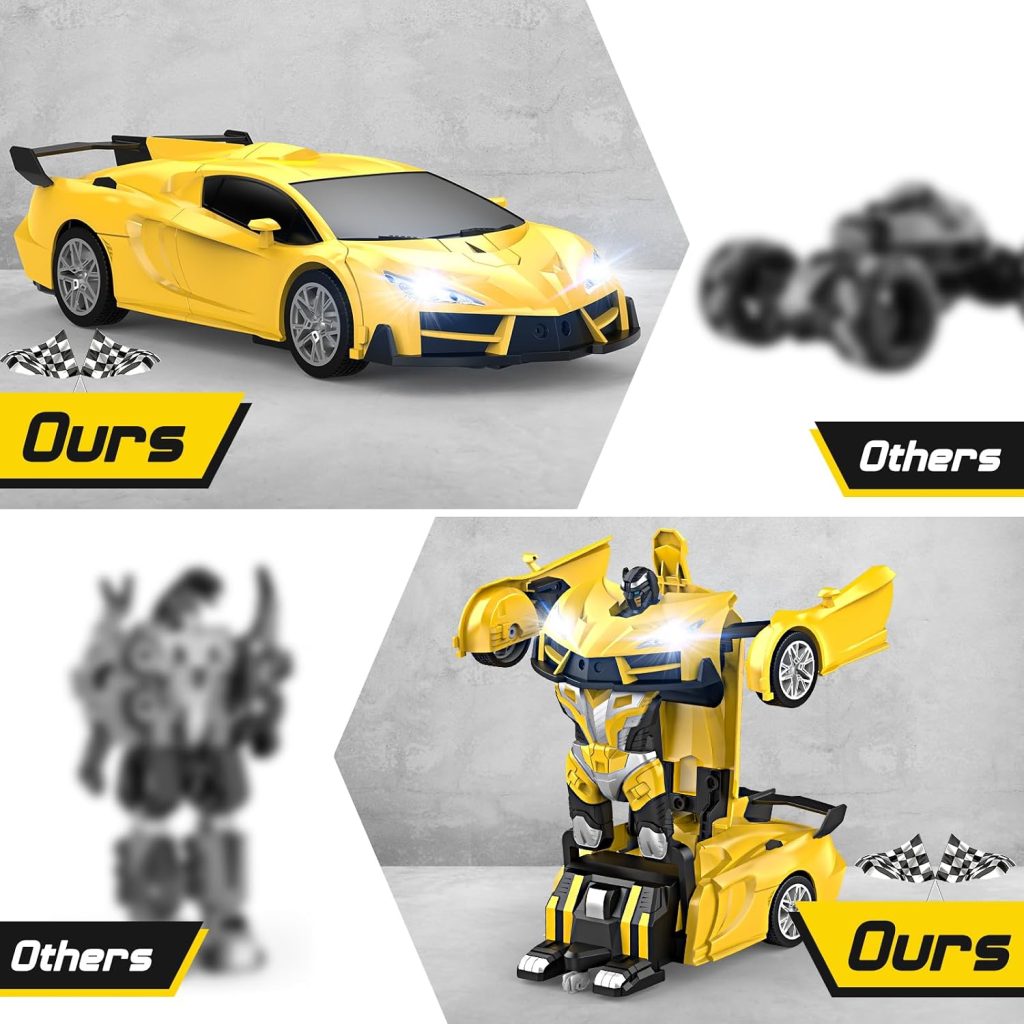 Qumcou 1:16 Transform Remote Control Car, Toys for Boys Age 3-8, Yellow