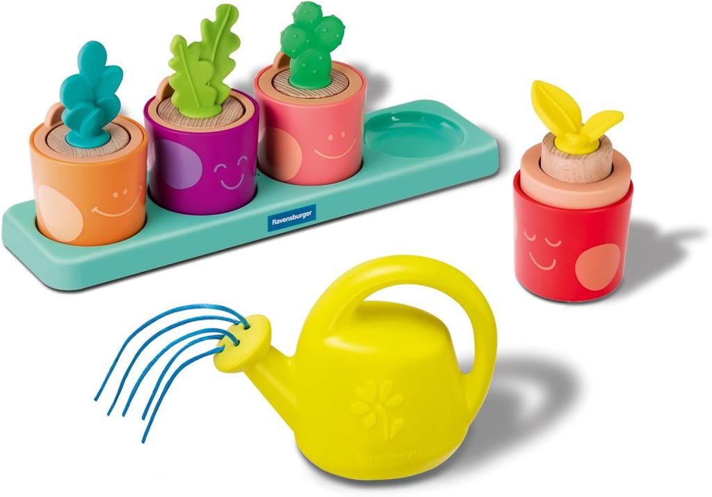 Ravensburger Play+ Puzzle and Play Set – My Little Plants – Wooden Sorting and Stacking Montessori Peg Game for Toddlers