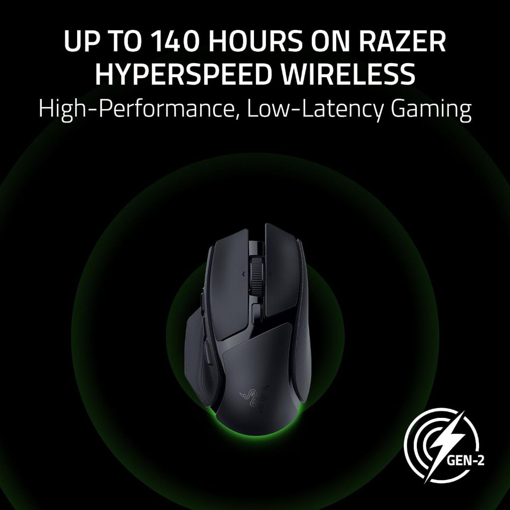 Razer Basilisk V4 HyperSpeed Wireless Gaming Mouse, 140 Hr Battery, Black