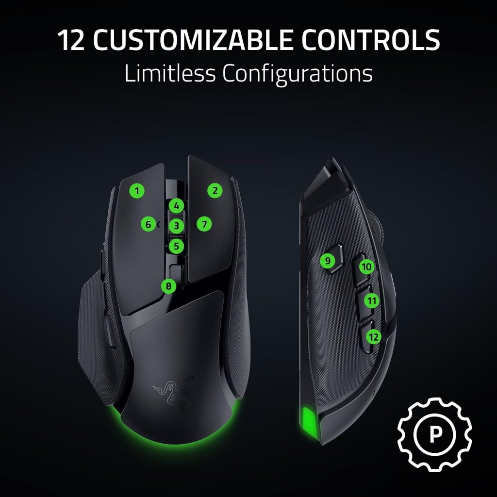 Razer Basilisk V4 HyperSpeed Wireless Gaming Mouse, 140 Hr Battery, Black