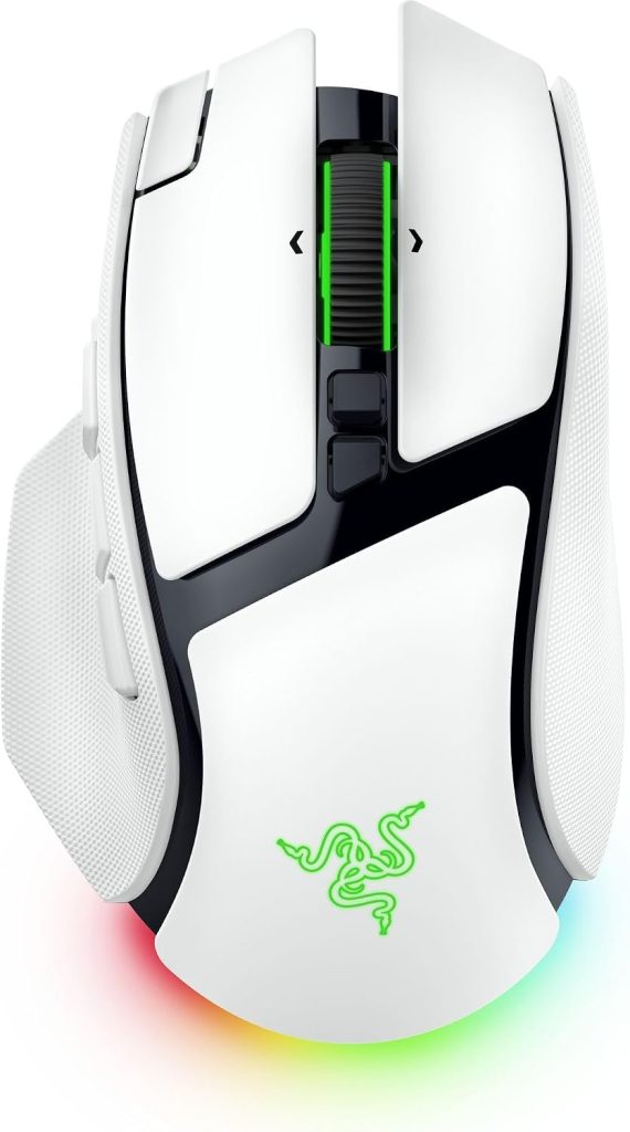 Razer Basilisk V4 Pro Wireless Gaming Mouse, 200 Hr Battery Life, White