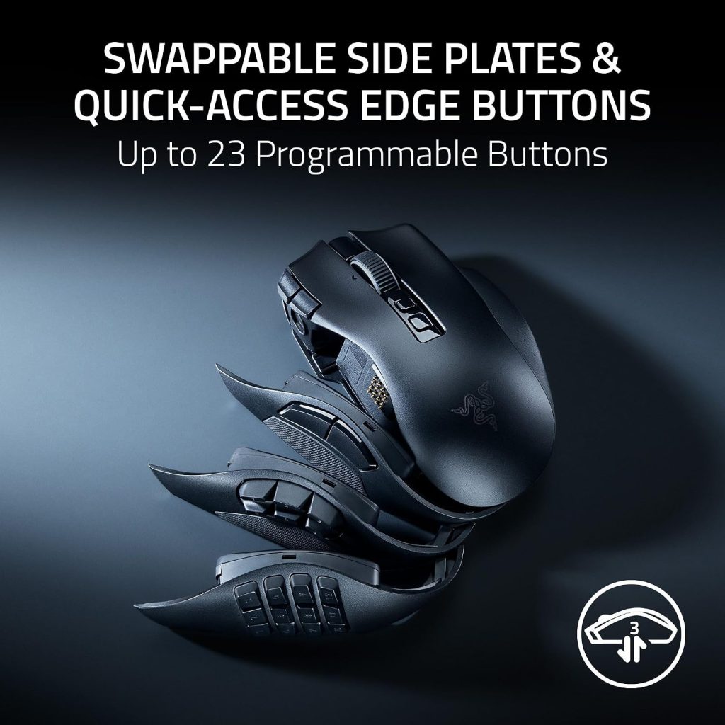 Razer Naga V3 Pro Wireless MMO Gaming Mouse with Swappable Side Plates