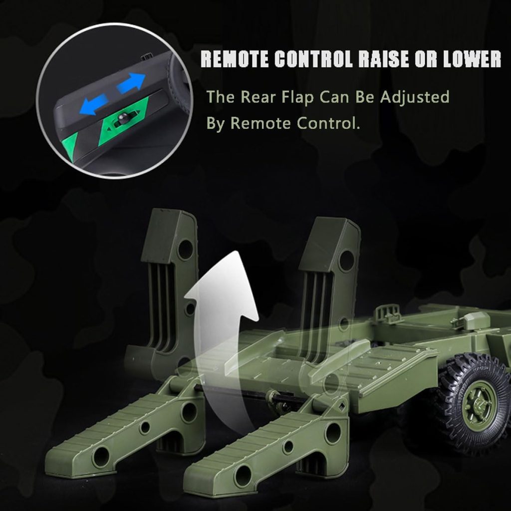 RC Semi Truck, 2.4Ghz 6WD Remote Control Army Truck Trailer, 41.3 Inch Large Size RC Car Toy, 1/16 Scale Tractor, Remote Control Electric Transport Vehicle Toy car for boy Gifts