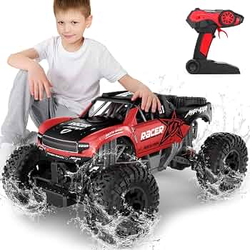 RC Trucks 4×4 Offroad Waterproof – 1:12 Scale Large Amphibious Remote Control Car, Dual Motors Crawler Vehicle, Monster Truck Toys with 2 Rechargeable Batteries, Best Gift for Kids Adults