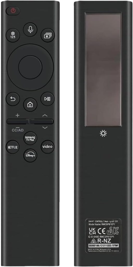 Rechargeable TV Remote for Samsung Smart TVs, Replacement for All 2019-2026 Samsung TV Remote Control with Voice Control. USB-C Fast Charging. Solar Charging. 2-Year Warranty.