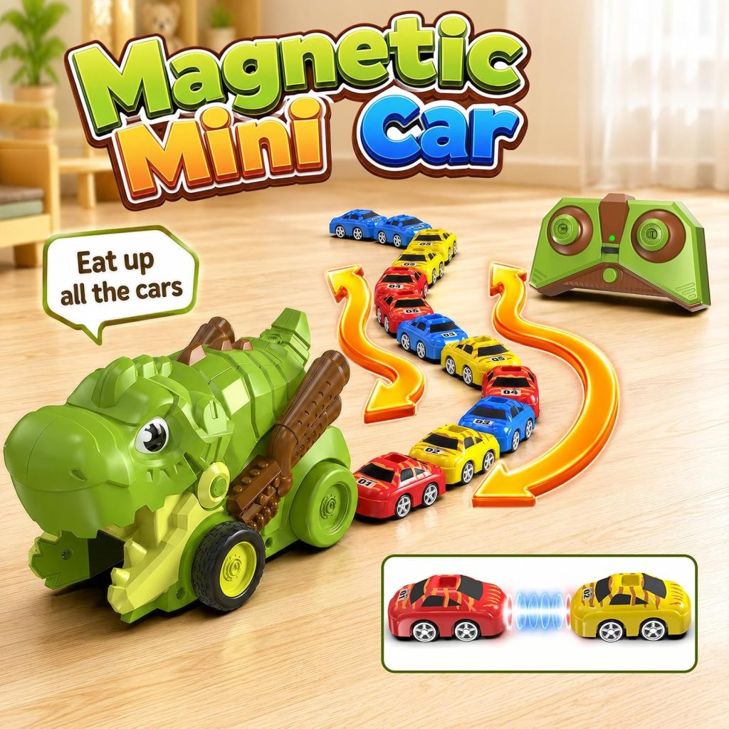 Remote Control Car Carrier for Kids, RC Dinosaur Truck, Green
