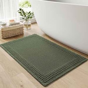 RESARE Waffle Bath Mat for Bathroom, Non Slip Bathroom Rugs 24″x36″ Green