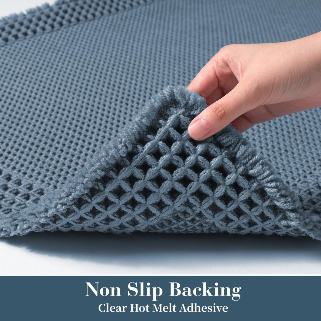 RESARE Waffle Bath Mat for Bathroom, Non Slip Bathroom Rugs 24″x36″ Blue