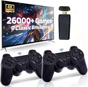Retro Game Console, Wireless Retro Console, Plug & Play Video TV with 26000+ Built-in Games, 4K HDMI Output, and 2.4GHz Wireless Controller, 9 Classic Emulators(Black)