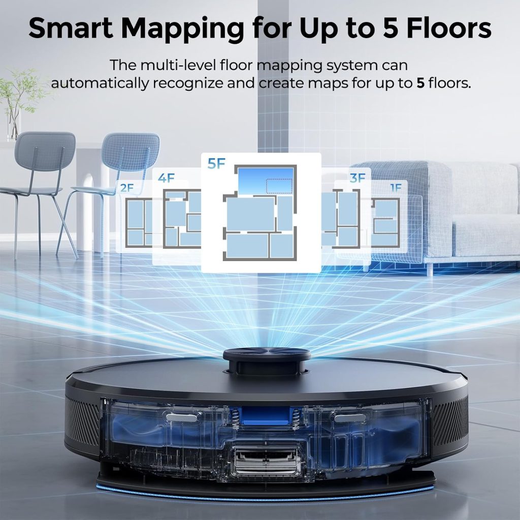 Robot Vacuum and Mop Combo, Self-Emptying, Up to 9-13 Weeks Self-Empty
