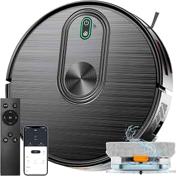 Robot Vacuum and Mop, 6500Pa Suction, 2 in 1 Robotic Vacuum with Gyro Inertial Navigation, 200 Min Runtime, App/Remote/Voice Control, Ideal for Pet Hair, Hard Floor, Carpet