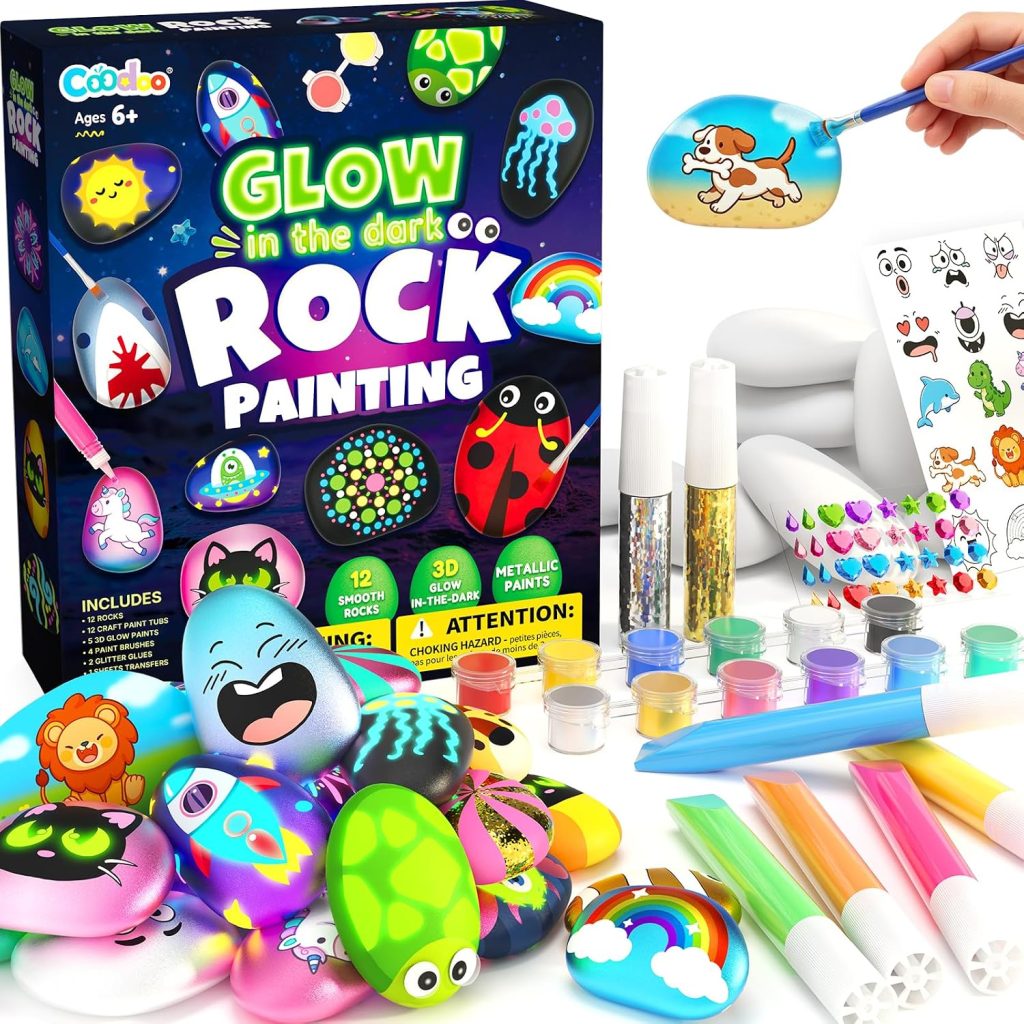 Rock Painting Craft Kits Glow in The Dark Rock, Arts and Crafts for Kids 6+