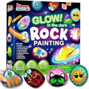 Rock Painting Kit- Glow in The Dark Rock Kit, Arts and Crafts for Kids Ages 6-12, Art Supplies Toy, Kids Craft Paint Kits, Arts & Crafts for Boys Girls Birthday Party Gift Toy