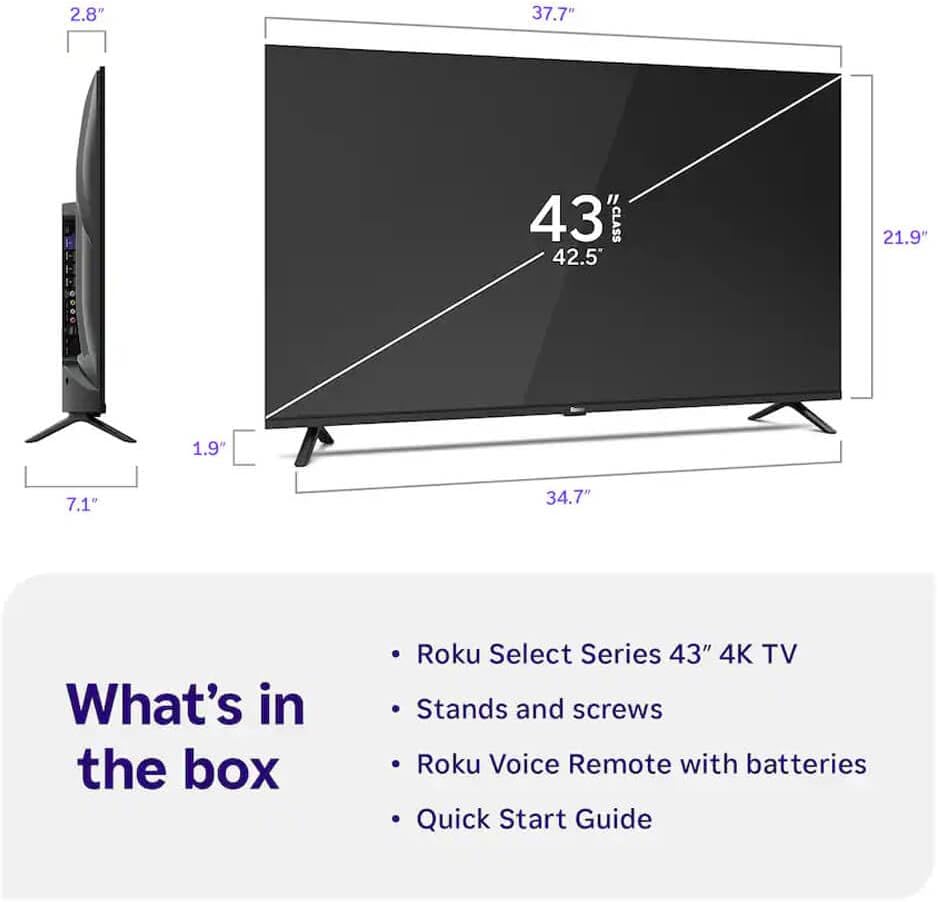 Roku 43″ Select Series 4K Smart TV HDMI CPS Streaming Bundle 2026