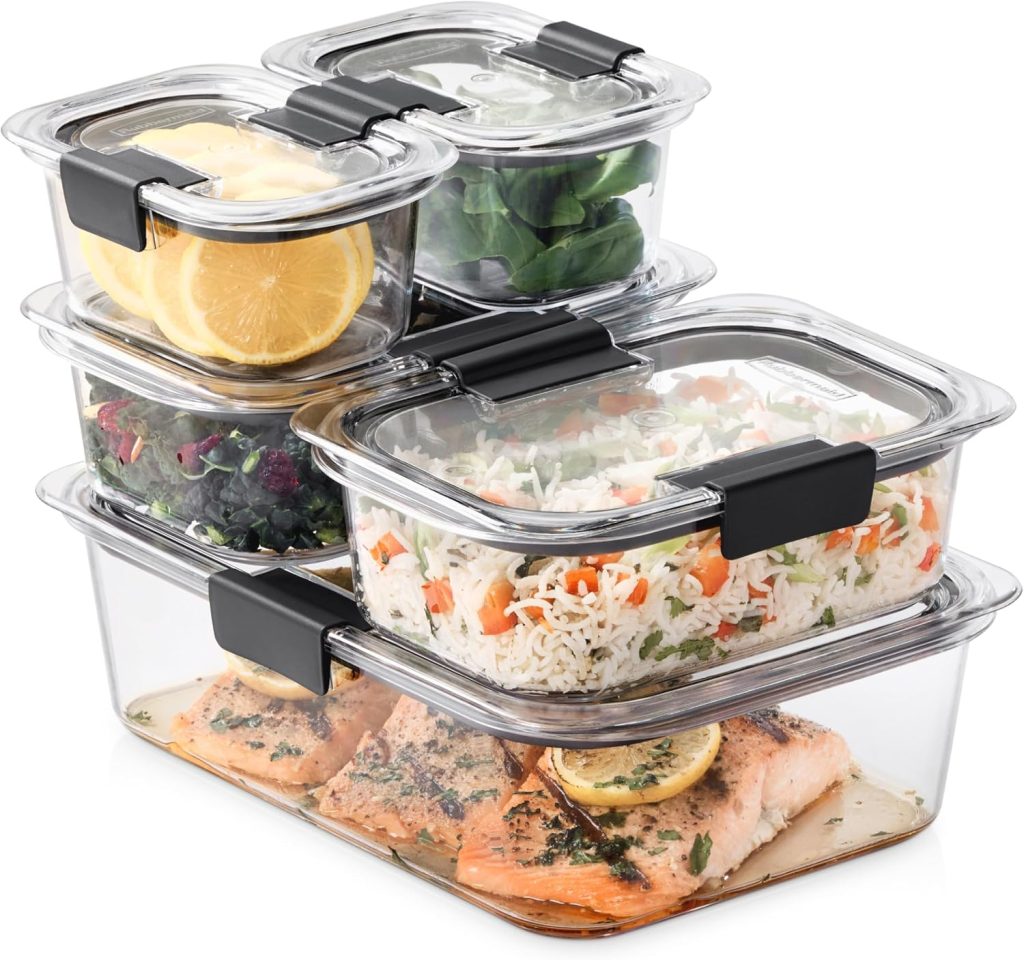 Rubbermaid Brilliance Food Storage Containers, Set of 5 (10 Pieces), BPA-Free, Leak-Proof, Clear