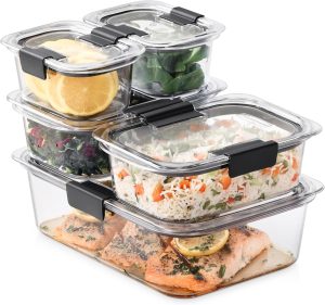Rubbermaid Brilliance Food Storage Containers, Set of 5 (10 Pieces), BPA-Free, Leak-Proof, Clear