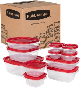 Rubbermaid EasyStore Rectangle and Square Containers, 22-Piece Set, Food Storage Containers with Lids