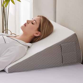 Ruqmuis Wedge Pillow for Acid Reflux, Bed Wedge Pillow for Headboard 10″, Pillow Wedge for Back Pain Relief, Post Surgery, Elevated Pillows for Sleeping, Snoring, Triangle Pillow with Cover, White