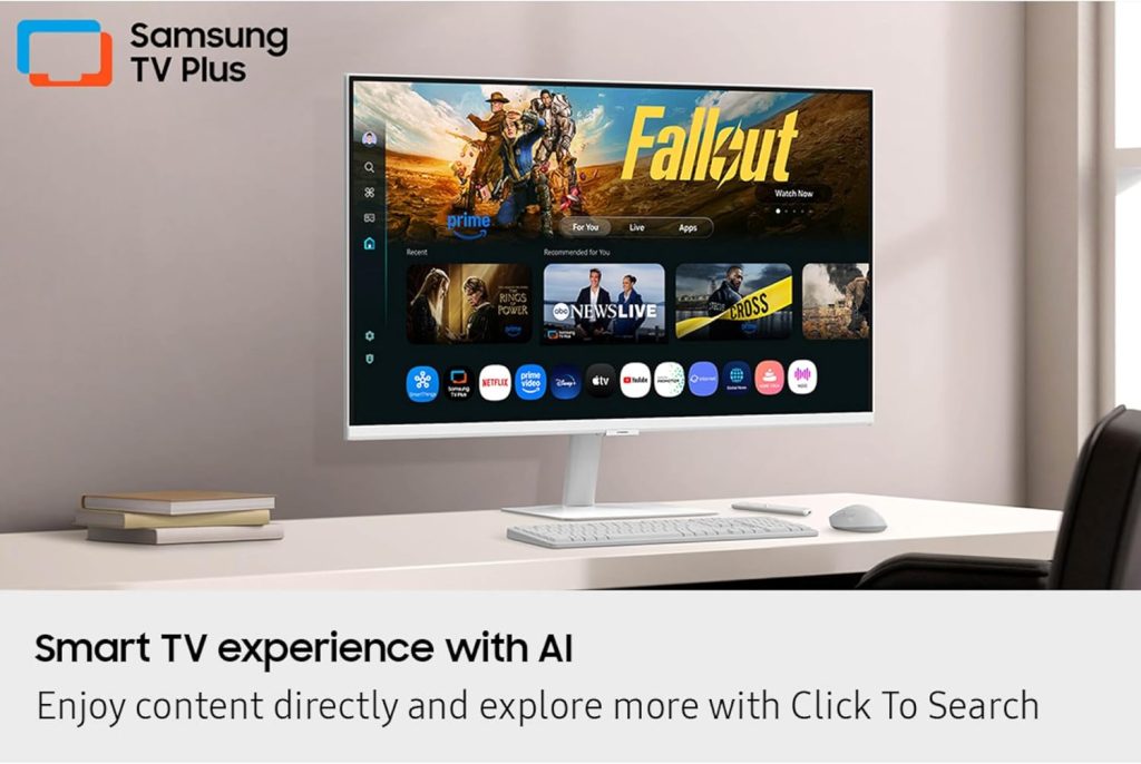 Samsung 32” Smart Monitor M7 (M70F) 4K UHD Display, Samsung Vision AI, Smart TV Apps, Gaming Hub, USB-C, HDMI and USB-A, White, LS32FM703UNXZA, 2025