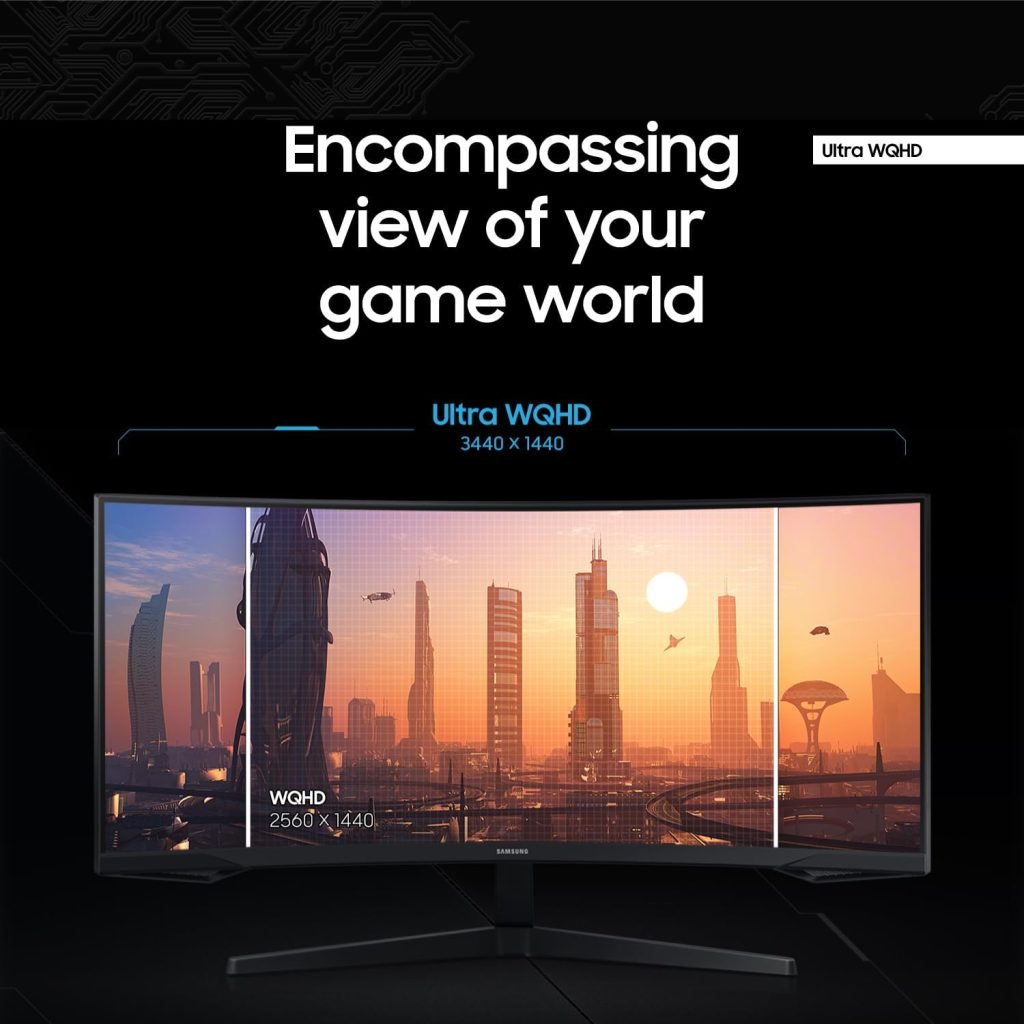 Samsung 34′ Odyssey G5 Ultra-Wide Gaming Monitor with 1000R Curved Screen