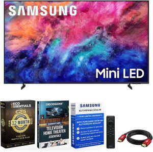 Samsung 50-Inch Mini LED 4K HDR Smart TV with AI Vision Companion, Pure Spectrum Color, 4K Upscaling and Motion Xcelerator Bundle with with Deco Essentials 1YR Extended Protection, HDMI Cable & Guide