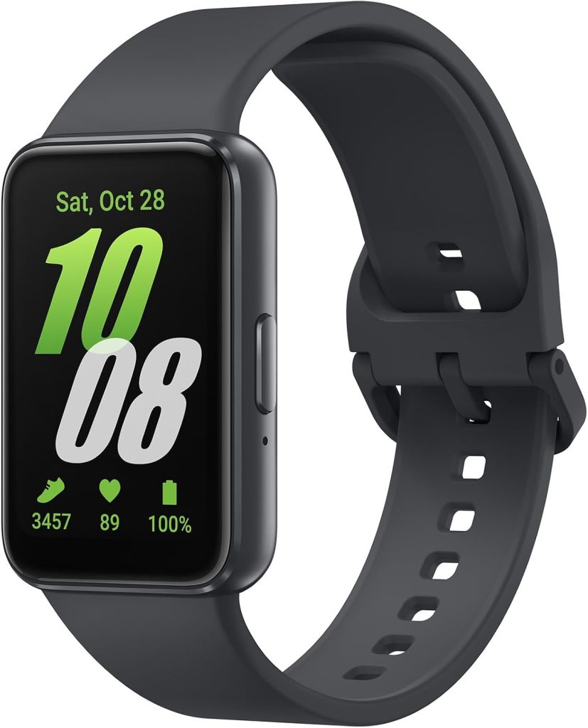 SAMSUNG Galaxy FIT 3 (2025, 40MM) 1.6″ AMOLED Display | IP68 Water Resistant | 14 Days Battery Life | 100+ Watchfaces | 100+ Exercise Modes | International Model (Fast Charger Bundle, Black)