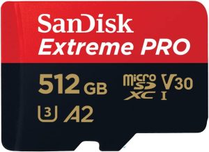 SanDisk Extreme PRO microSDXC UHS-I Memory Card 512 GB + Adapter & RescuePRO Deluxe (for Smartphones, Action Cameras or Drones, A2, Class 10, V30, U3, 200 MB/s Transfer)
