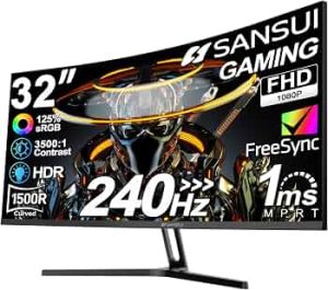 SANSUI 32 Inch Curved 240Hz Gaming Monitor High Refresh Rate, FHD 1080P
