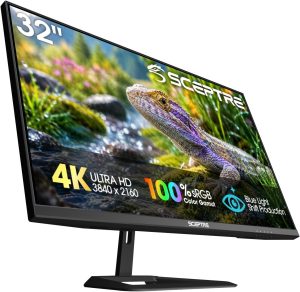 Sceptre 32-inch 4K UHD 3840 x 2160 Monitor 70Hz DisplayPort x2 HDMI x2 100% sRGB Build-in Speakers, Machine Black 2026 (U325W-UPT Series)