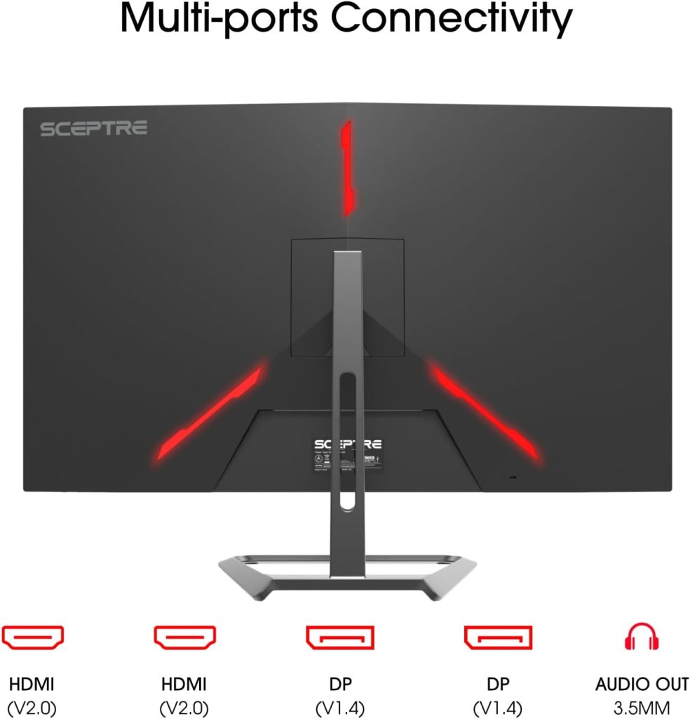 Sceptre 32-inch 4K UHD 3840 x 2160 Monitor 70Hz DisplayPort x2 HDMI x2 100% sRGB Build-in Speakers, Machine Black 2026 (U325W-UPT Series)