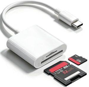 SD Card Reader for iPhone17/16/15 ,Support SD, Micro SD（White）