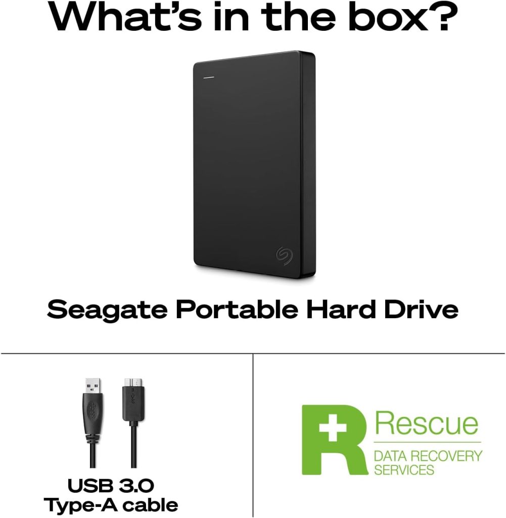 Seagate Portable 4TB External Hard Drive HDD – USB 3.0, 1-Year Rescue