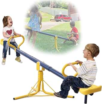 Seesaw for Kids Outdoor, Heavy Duty 250LB 360° Rotating Seesaw Outdoor Teeter Totter with Sit and Spin Design for Backyard Park & Balcony Ideal Outdoor Toys for Kids Ages 3 4 5 6 7 8