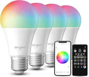 Sengled Dual Mode Smart Light Bulbs with Remote & App Control, Color Changing Light Bulbs, RGBW LED Bulbs 2700K-6500K Dimmable, 60W, Local Group Control (4P+ 1 Remote, No Support Alexa & Google)