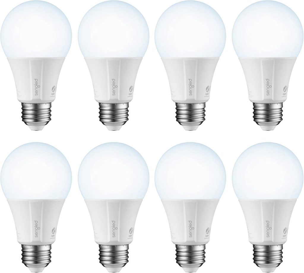 Sengled Zigbee Smart Light Bulbs, Smart Hub Required, Works with SmartThings and Echo with built-in Hub, Voice Control with Alexa and Google Home, Daylight 60W Equivalent A19 Alexa Light Bulb, 8 Pack